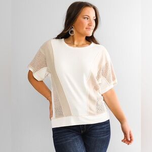 BKE RAW EDGE PIECED TOP